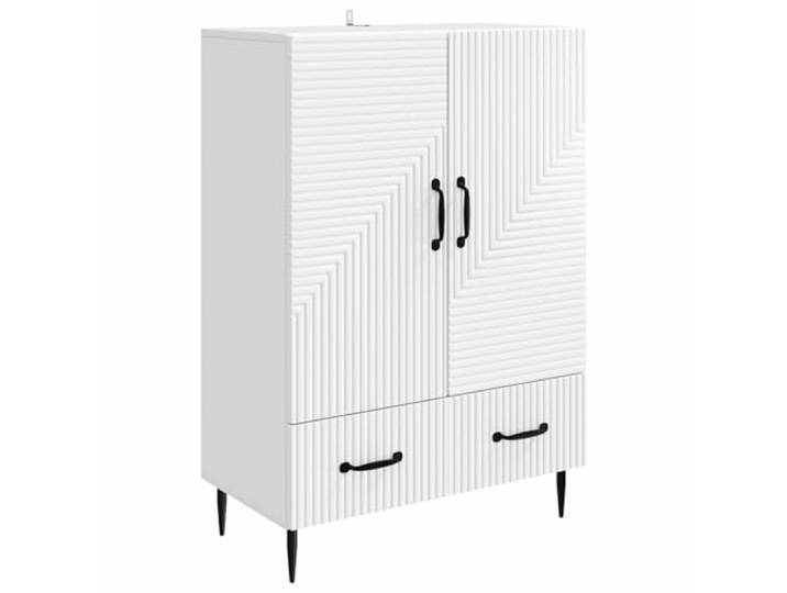 KPOTUERTU Sideboard Weiß 66 x 34,5 x 95 cm Holzwerkstoff Schubladen, 90°-Pendeltüren, konische Metallbeine, Stangengriffe, Holzwerkstoff, feucht abwischbar