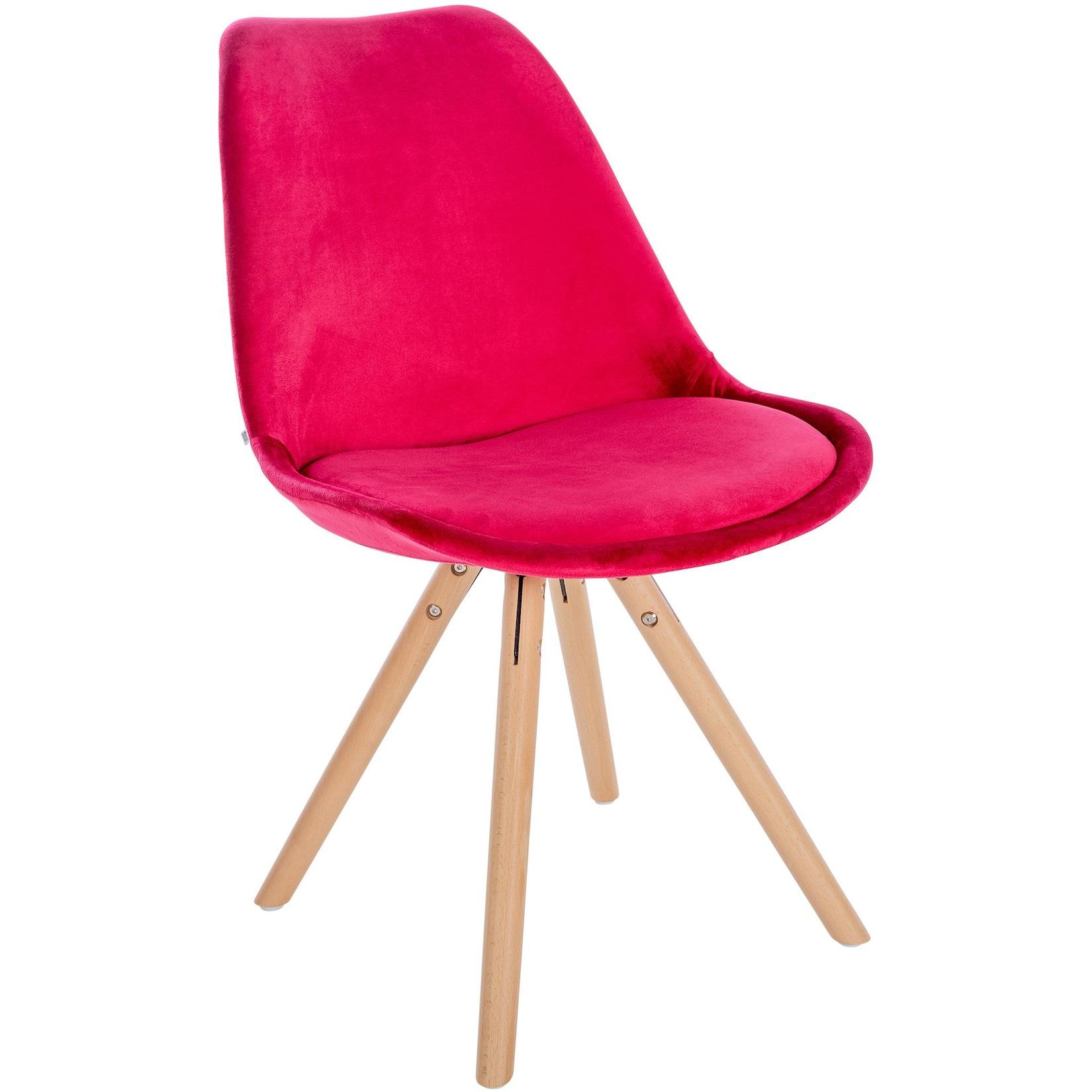 CLP Stuhl Sofia Samt Rund Farbe: rot, Gestell Farbe: natur (rund)