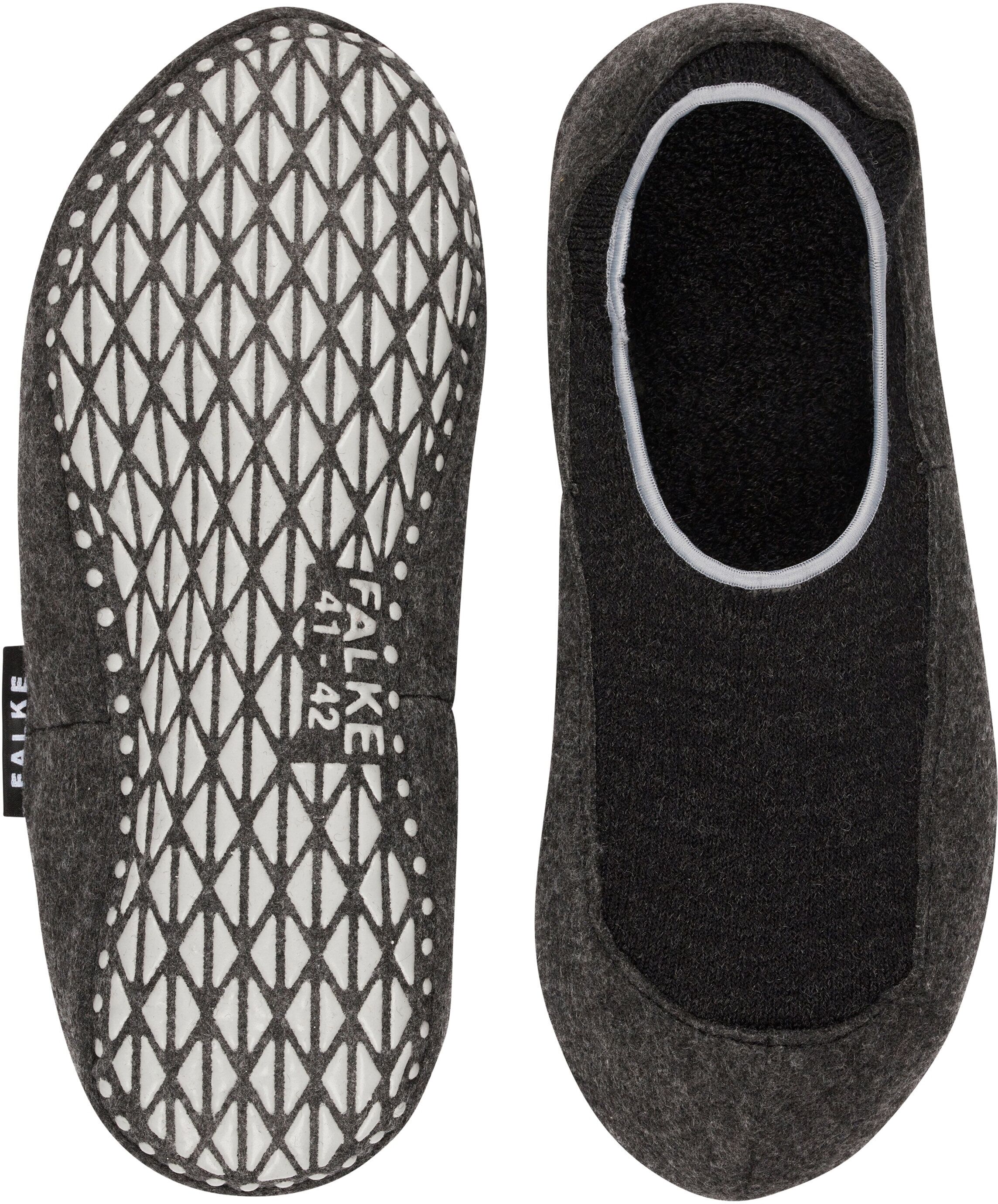 Haussocken FALKE "Cosyshoe", Herren, Gr. 41-42, schwarz, Merinowolle, Polyamid, Schurwolle, unifarben, normal, Socken Haussocken, mit Noppendruck, mit Merinowolle, wärmend schwarz 41-42