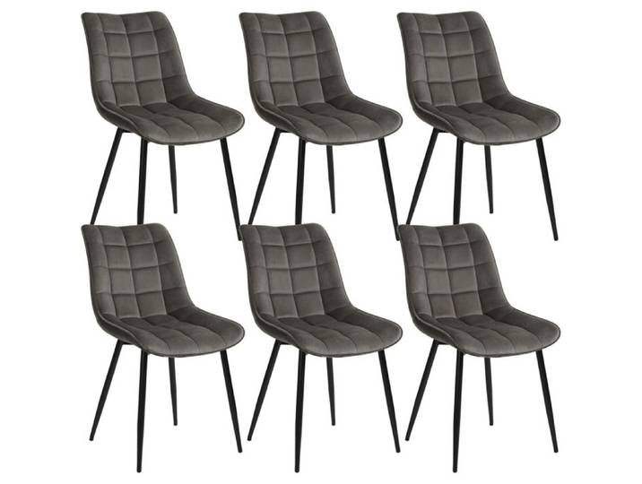 WOLTU 6X Chaise de Salle à Manger Chaise de Cuisine Assise rembourrée en Velours épais Pieds en métal Gris Foncé