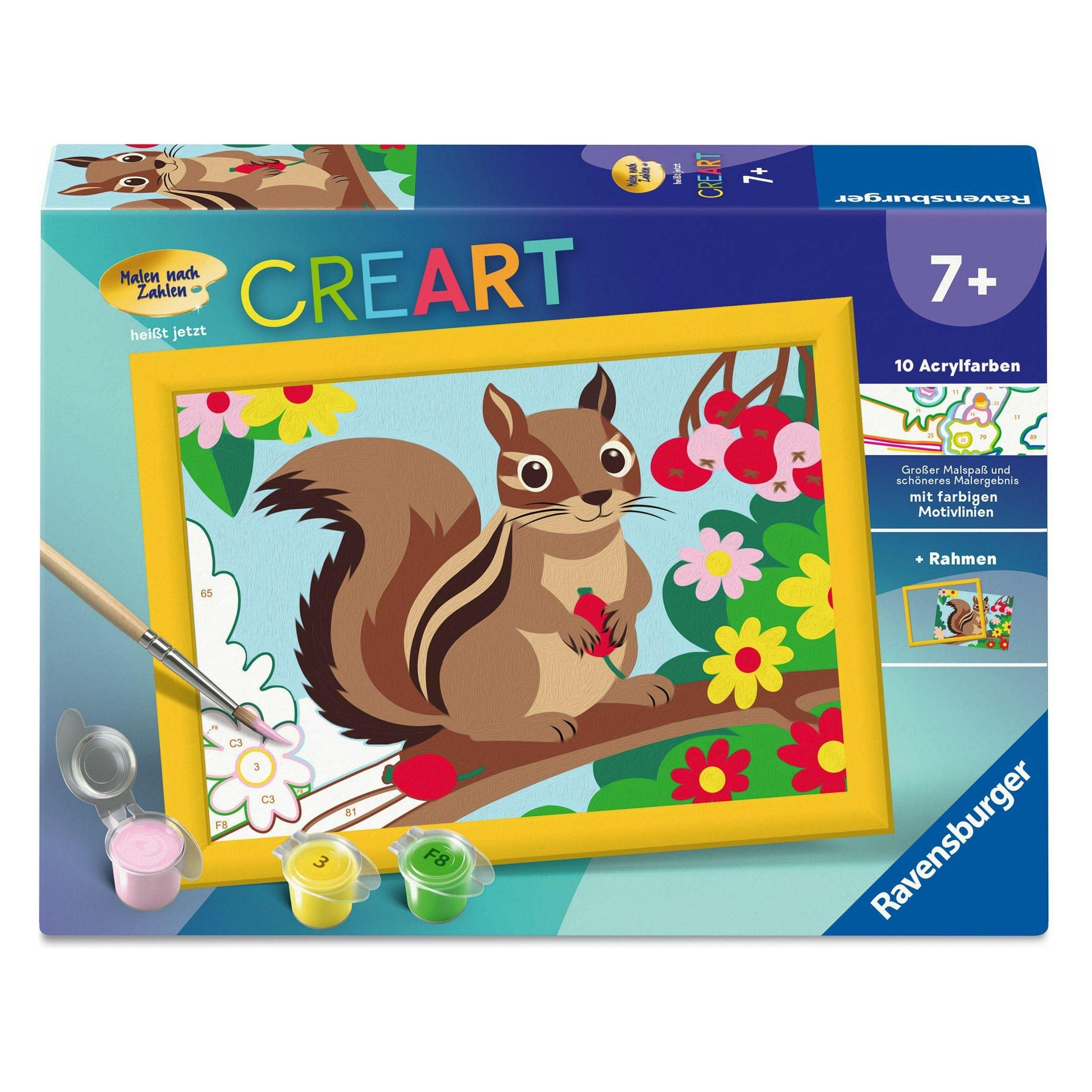 Ravensburger CreArt, Malen nach Zahlen Kinder - Streifenhörnchen (4005555231271-4005555231271)