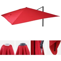Ersatz-Bezug für Luxus-Ampelschirm MCW-A96, Sonnenschirmbezug Ersatzbezug, 3x3m (Ø4,24m) Polyester ~ rot