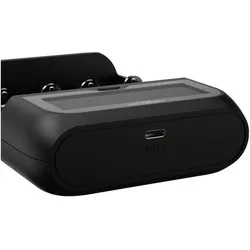 Ansmann Lithium 4 Universalladegerät mit 2x 18650 Akkuzellen (2600mAh) Ladegerät (2 Stk., 14500, 16340, 17670, 18500, 18650, 22650, 26650, AA, AAA, R14), Akku Ladegerät