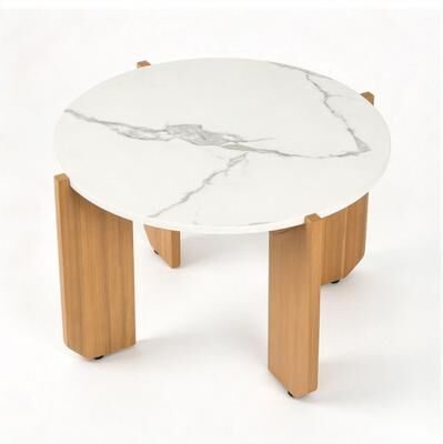 "Costway 24"" Modern Center Table with Widened Acacia Wood Legs and Adjustable Foot Pads"