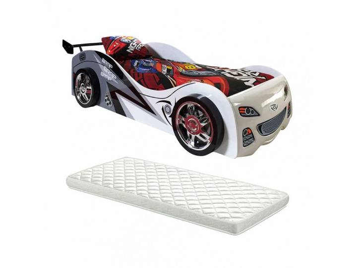 FASTER - Lit Voiture de Course 90x200cm avec Matelas