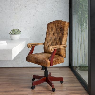Flash Furniture Upholstered Brown Swiveling Executive Office Armchair