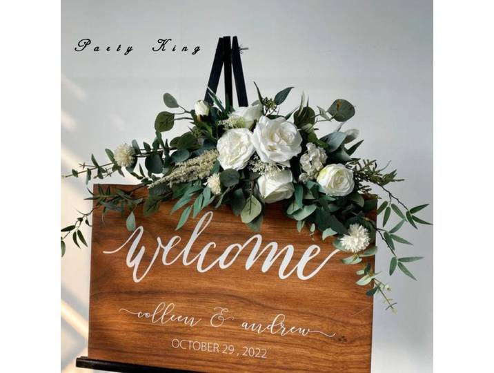 Fleurs artificielles de mariage blanc vert, Swag, signe de bienvenue, décoration en arc, Arrangement floral, accessoires de décoration pour la maison