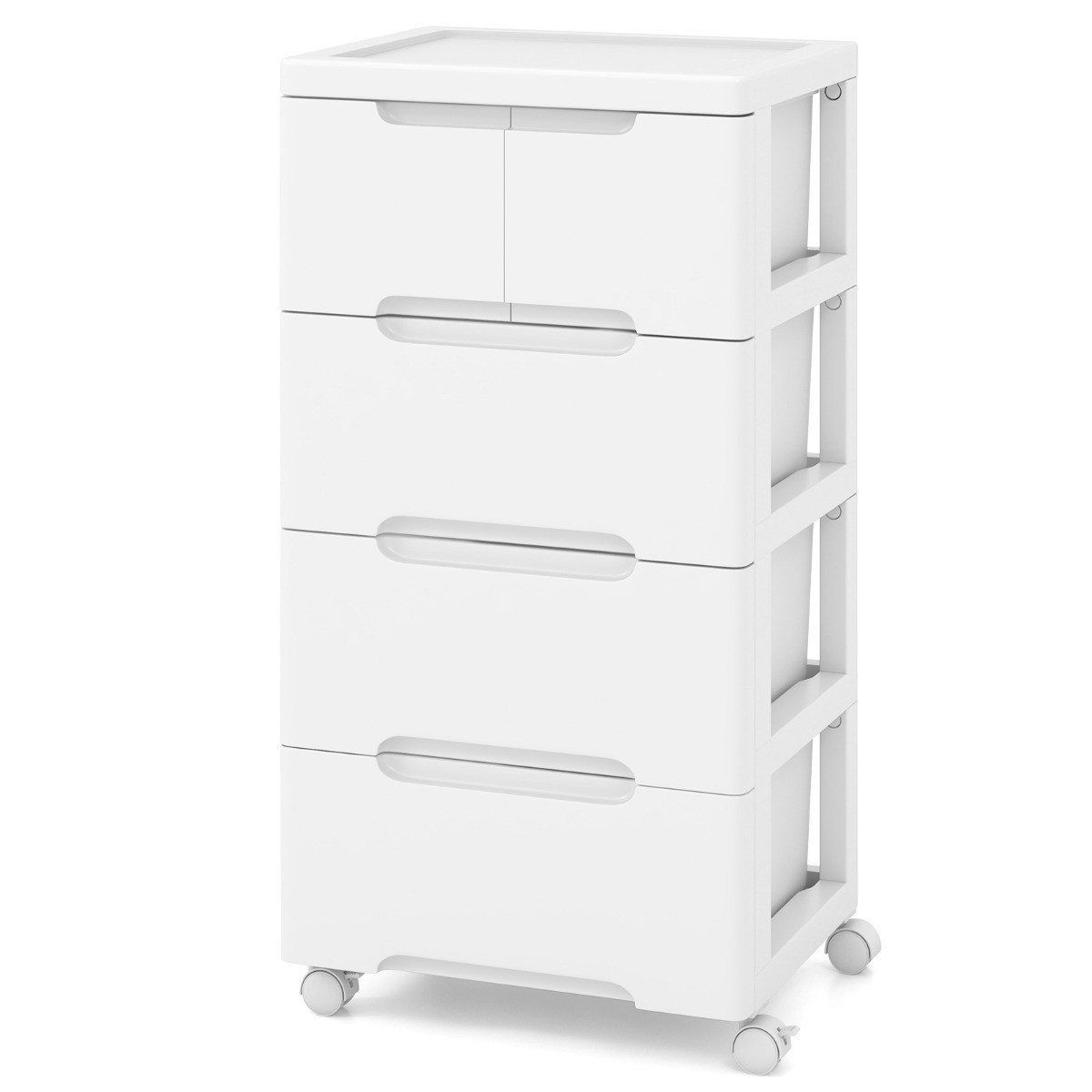 Costway Verticale Nis Kast met 5 Lades en Zwenkwielen voor Keuken, Badkamer of Kinderkamer