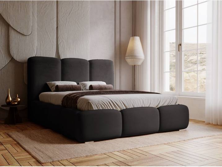 Polsterbett mit Bettkasten und Lattenrost 120x200 Bubble Schwarz