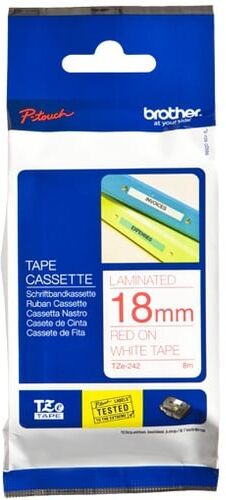 Brother TZe-242 - 18 mm Cinta laminada rojo sobre blanco (8 m)