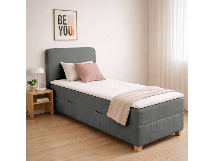 Boxspringbett mit Bettkasten 100 x 200cm Samt Tris Grau