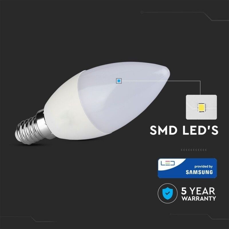 V-Tac Vt-255 Lampada Led Chip Samsung 4,5w E14 Candela Bianco Naturale 4000k  - Sku 259