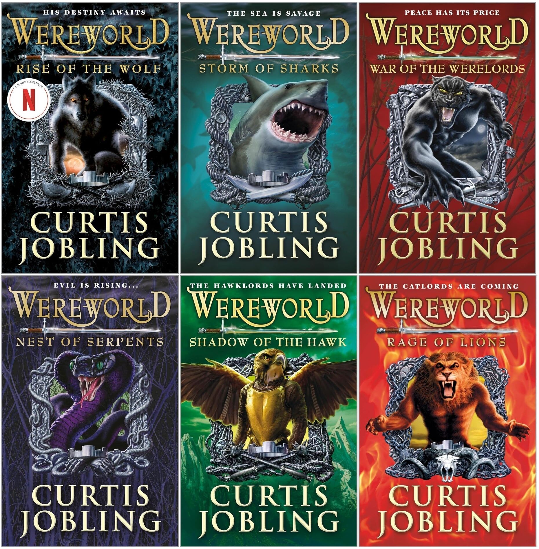 Puffin Wereworld Series Books 1-6 by Curtis Jobling Collection 6 Books Set (Rise of the Wolf, Rage of Lions, Shadow of the Hawk, Nest of Serpents, Storm of S