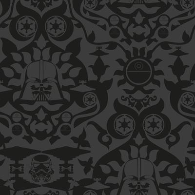 Charcoal Star Wars The Dark Side Damask Peel and Stick Wallpaper by RoomMates