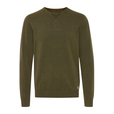 Rundhalspullover BLEND "Strickrundhalspullov BHPullover", Herren, Gr. L, grün (olive night), Obermaterial: 100% Baumwolle CO., Pullover Rundhalspullover
