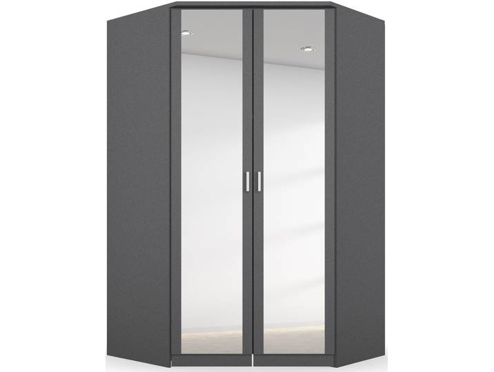 Eckkleiderschrank RAUCH Bremen , grau (graumetallic), B:117cm H:199cm T:118cm, Holzwerkstoff, Schränke, Eckkleiderschrank, mit 8 Einlegeböden