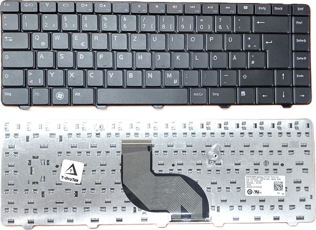 T-ProTek Toetsenbord Duits - Zwart - Compatibel met model B139 GER / 0YDK9T