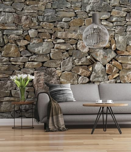 Komar Vliesbehang Stone Wall, Grijs/Multicolour, B: 300 cm, H: 250 cm