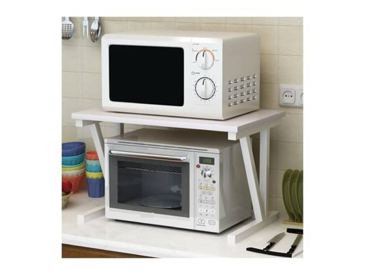 CVdrtyED Mikrowellenregal Küchen-Mikrowellen-Ofen-Rack, Boden, Stanzfrei, Multifunktionales Lagerregal, Gewürzregal Küchenregal Stehend(White)