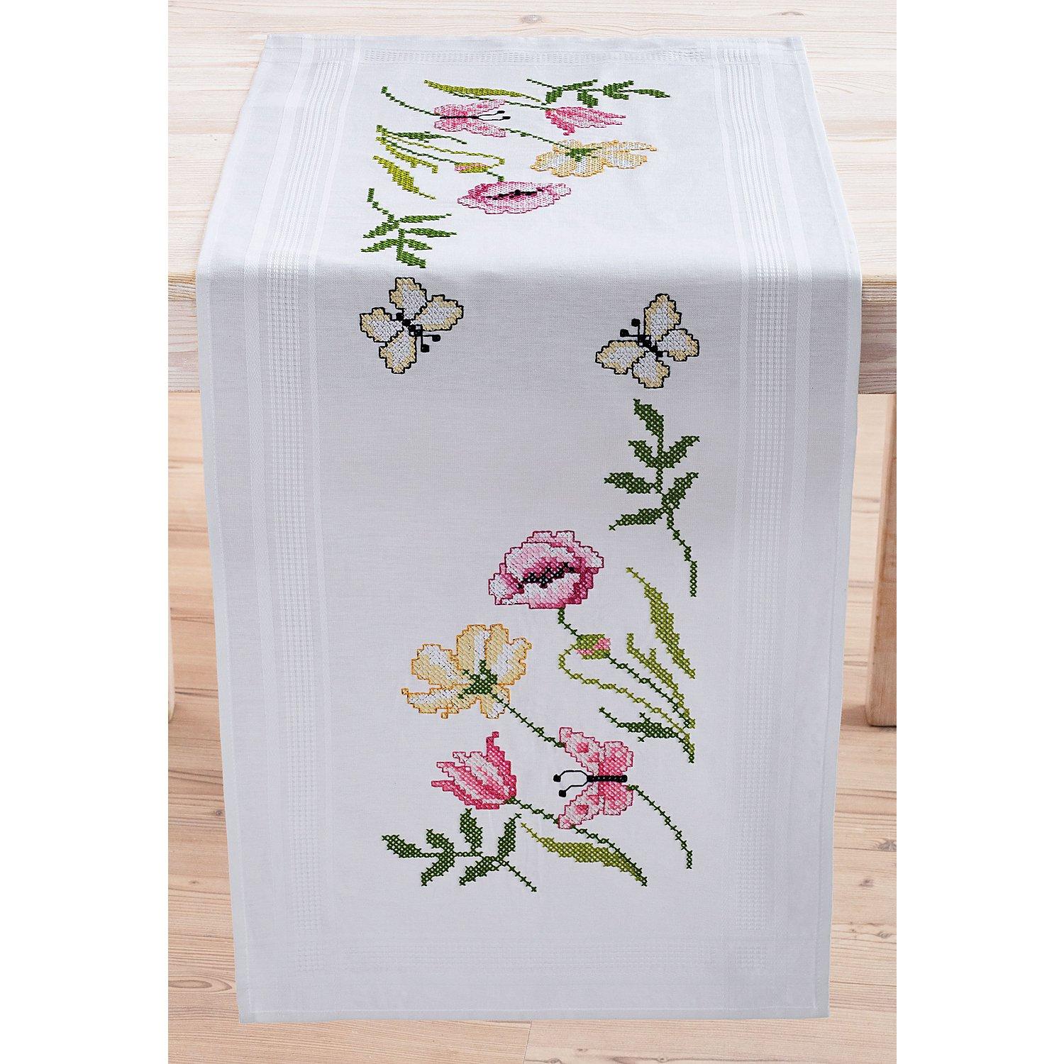 Stickläufer "Frühlingsblumen"