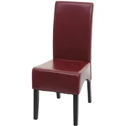 Esszimmerstuhl Crotone, Küchenstuhl Stuhl, Leder ~ rot, dunkle Beine
