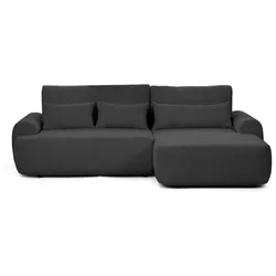 ECKSCHLAFSOFA Oliver im Bouclé-Gewebe, Schwarz, rechts