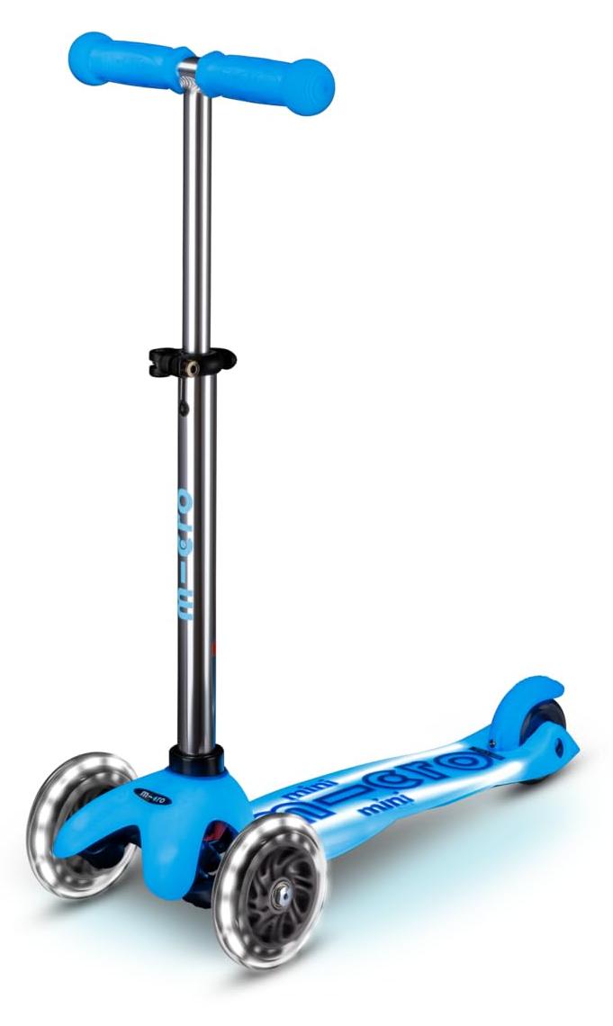 Kinderroller Mini Deluxe Glow LED Plus, arktisch blau, 50 kg