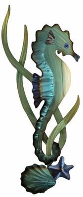 T.i./New Metal Design Seahorse Facing Right with Shells Wall Art Aqua, Facing Right, Aqua