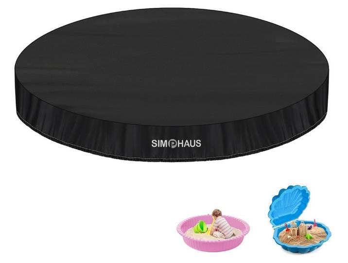 Sandkasten Abdeckung Rund Ø100x15cm Schwarz 420D Oxford Wasserdicht UV-Schutz