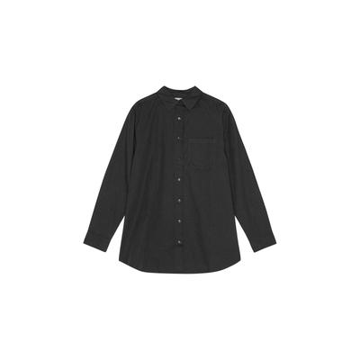 Langarmhemd MOSHI MOSHI MIND "moshi moshi mind Shirt gaia", Damen, Gr. L, Normalgrößen, schwarz (moonless night), Obermaterial: 100% Baumwolle, Hemden