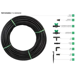 Bewässerungsset 100m Set mit mechanischem Bewässerungstimer WATER FLOW DRIP Tropfbewässerung 16mm für Garten Beete Kulturen Tropfschlauch DSWWF100-SET4-T