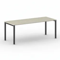 Konferenztisch PRIMO SQUARE 200x80 cm, schwarzes Metallgestell, Eiche natur