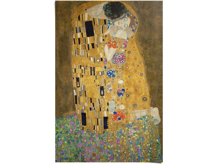 Poster REINDERS Poster Der Kuss Gustav Klimt , gold (farbe bild(er): goldfarben), B:61cm H:91,5cm, Papier, Bilder, Poster