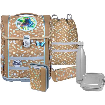 Schulranzen MCNEILL "Perfecto, Greta", Kinder, Gr. B/H/T: 30cm x 38,5cm x 22cm, braun (greta), Polyester, Rucksäcke, inkl. Federmäppchen, Turnbeutel, Schlamperrolle & Motivmagnet