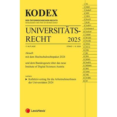 KODEX Universitätsrecht 2025, Taschenbuch von , LexisNexis Verlag ARD ORAC GmbH, 978-3-7007-7822-6