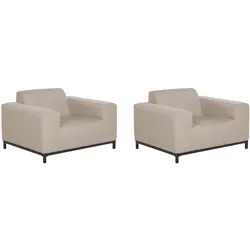 GARTENSESSEL 2er-SET beige/schwarzes Gestell Rovigo