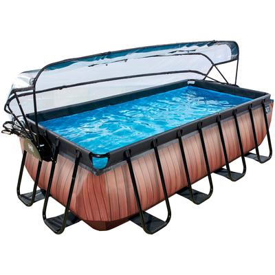 Framepool EXIT, braun, B:200cm H:100cm L:400cm, Schwimmbecken, BxLxH: 200x400x100 cm, mit Abdeckung