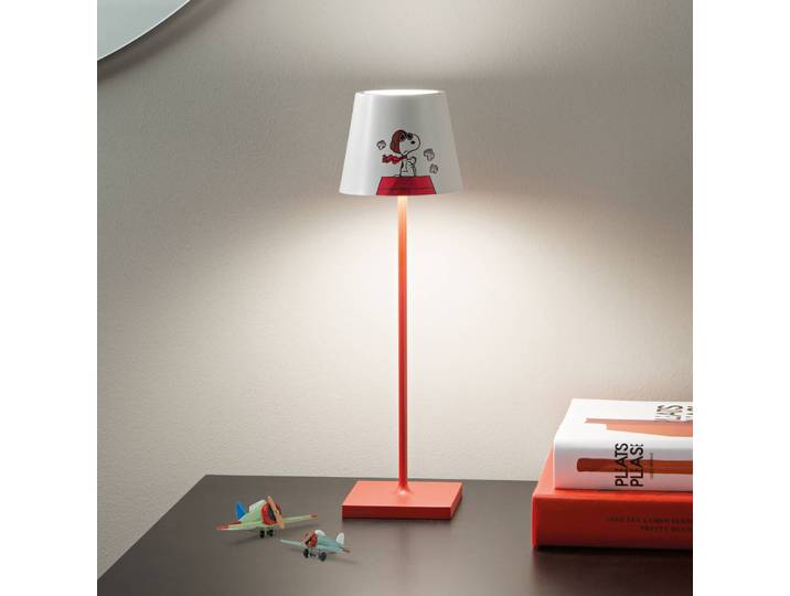 Zafferano Poldina Aviator LED-Akku-Tischlampe IP65 Aviator, dimmbar, rot, für Wohn- / Esszimmer, Aluminium, Design