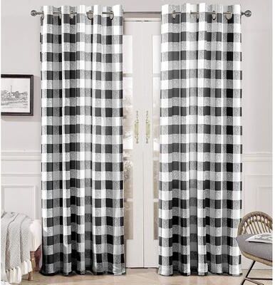 DriftAway Buffalo Checker Plaid Pattern Room Darkening Window Curtain Panel Pair