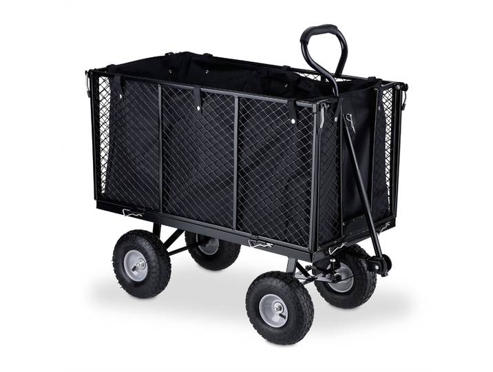 Hoher Handwagen für den Garten Schwarz-Silber