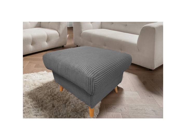 P & B Hocker Valentina, Grau, Holz, Buche, Uni, rechteckig, 61x43x61 cm, erweiterbar (Typenauswahl), Stoff-/Lederauswahl, Wohnzimmer, Hocker, Sitzhocker