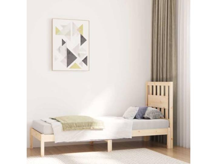 RJPLMFV Bettgestell, Massivholz, Kiefer, 75 x 190 cm Ohne Matratze, Kopfteil inklusive, Lattenrost inklusive, robuste Struktur
