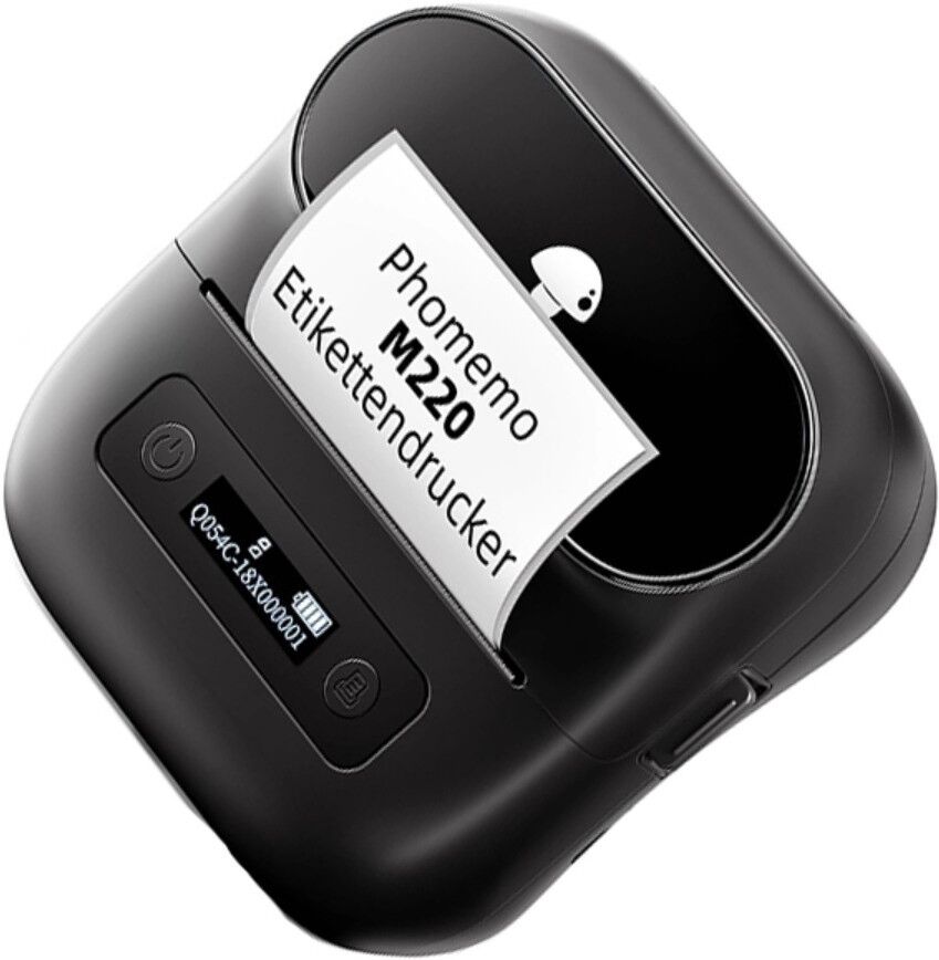 INF Tragbarer Thermo-Etikettendrucker - 203dpi, Bluetooth 4.2, Wiederaufladbar 2200mAh, Unterstützt 20-75mm Etiketten, Schwarz