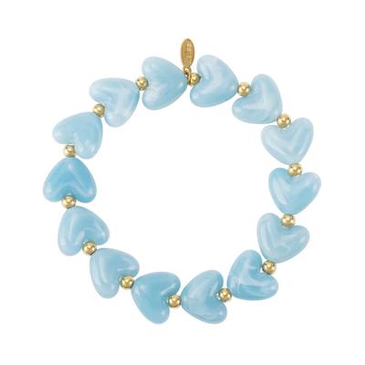Perlenarmband ADELIA´S "LIVAYA", babyblau, Armbänder, Damen, Edelstahl, Perlenarmband, Stylisch mit herzförmigen Perlen