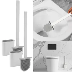 2er-Set WC-Bürste mit Silikonborsten, 2 Toilettenbürsten inkl. Bürstenhalter, weiss/grau, schnell trocknend, die effizientere Art der Toiletten Hygiene