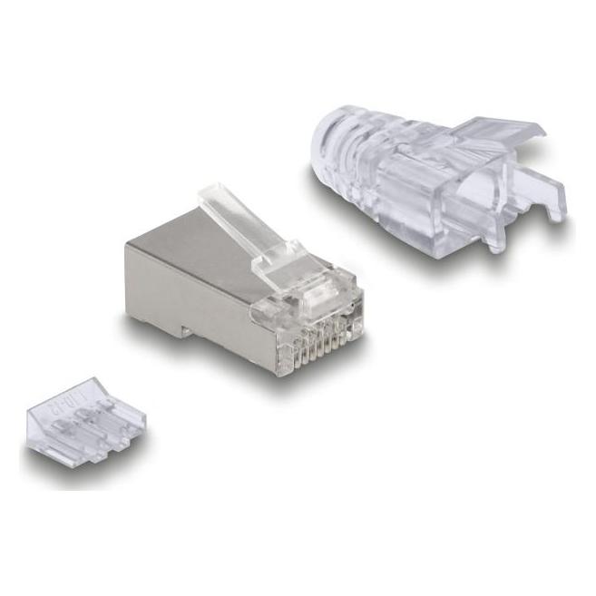 Delock RJ45 Modularer Stecker Cat.6A mit Knickschutztülle tr (Netzwerkkabel Stecker) (67177)