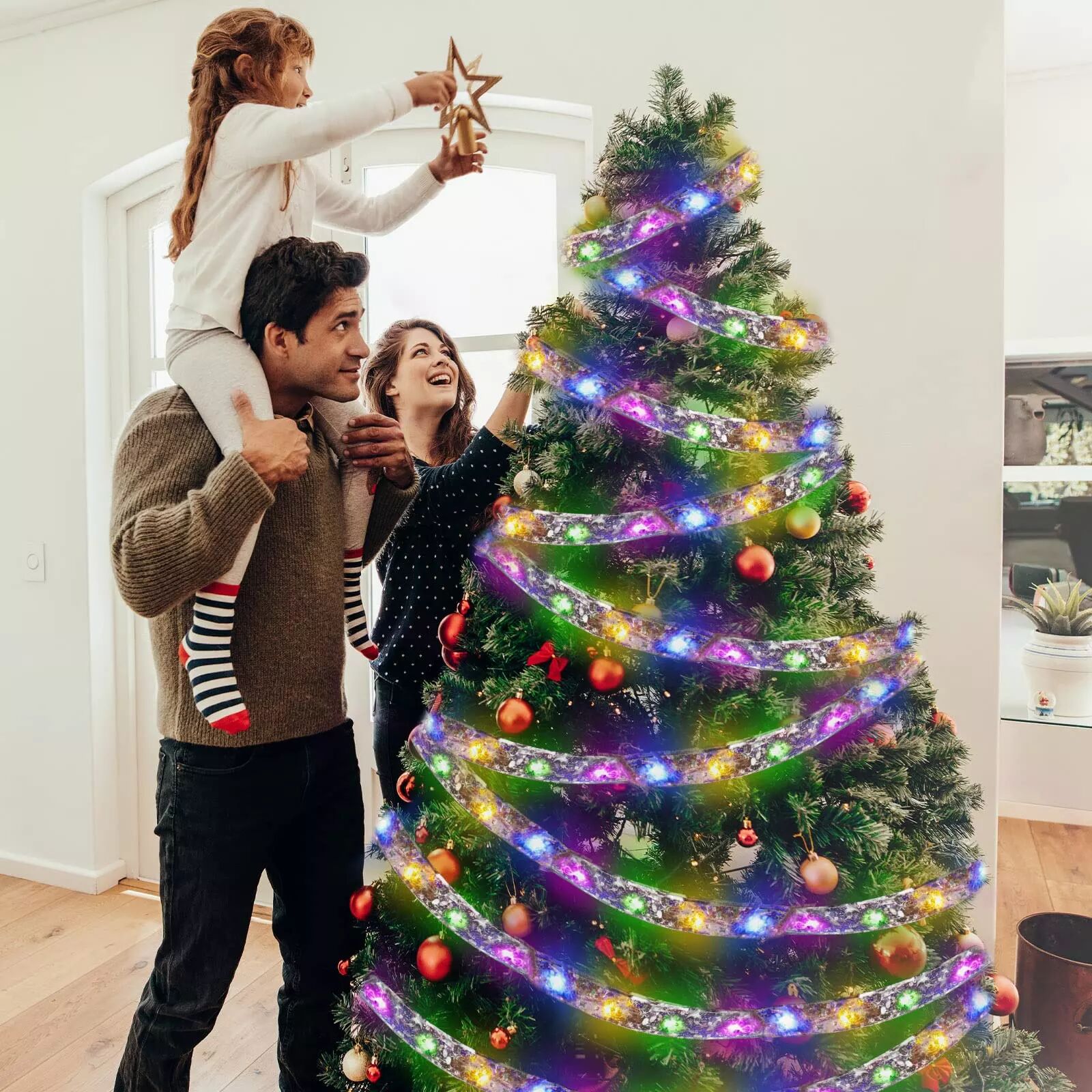 INF Guirlande lumineuse de Noël de 4 m, décoration flexible pour sapin de Noël