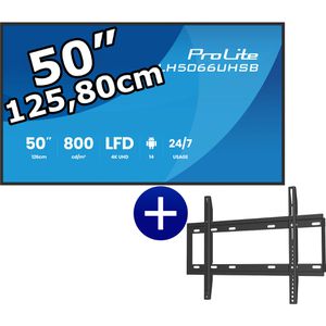 Iiyama Digital-Signage ProLite LH5066UHSB-B1AG, 50 Zoll, 4K UHD 3840 x 2160, 24/7 Betriebszeit, mit Wandhalterung