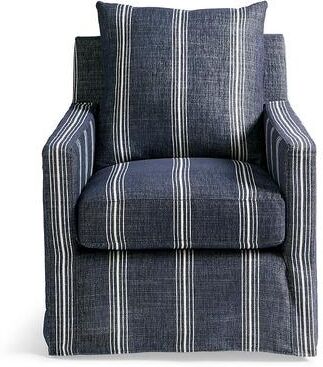 Finley Swivel Glider Slipcover - Crypton Chenille Nathan Stripe Indigo - Grandin Road