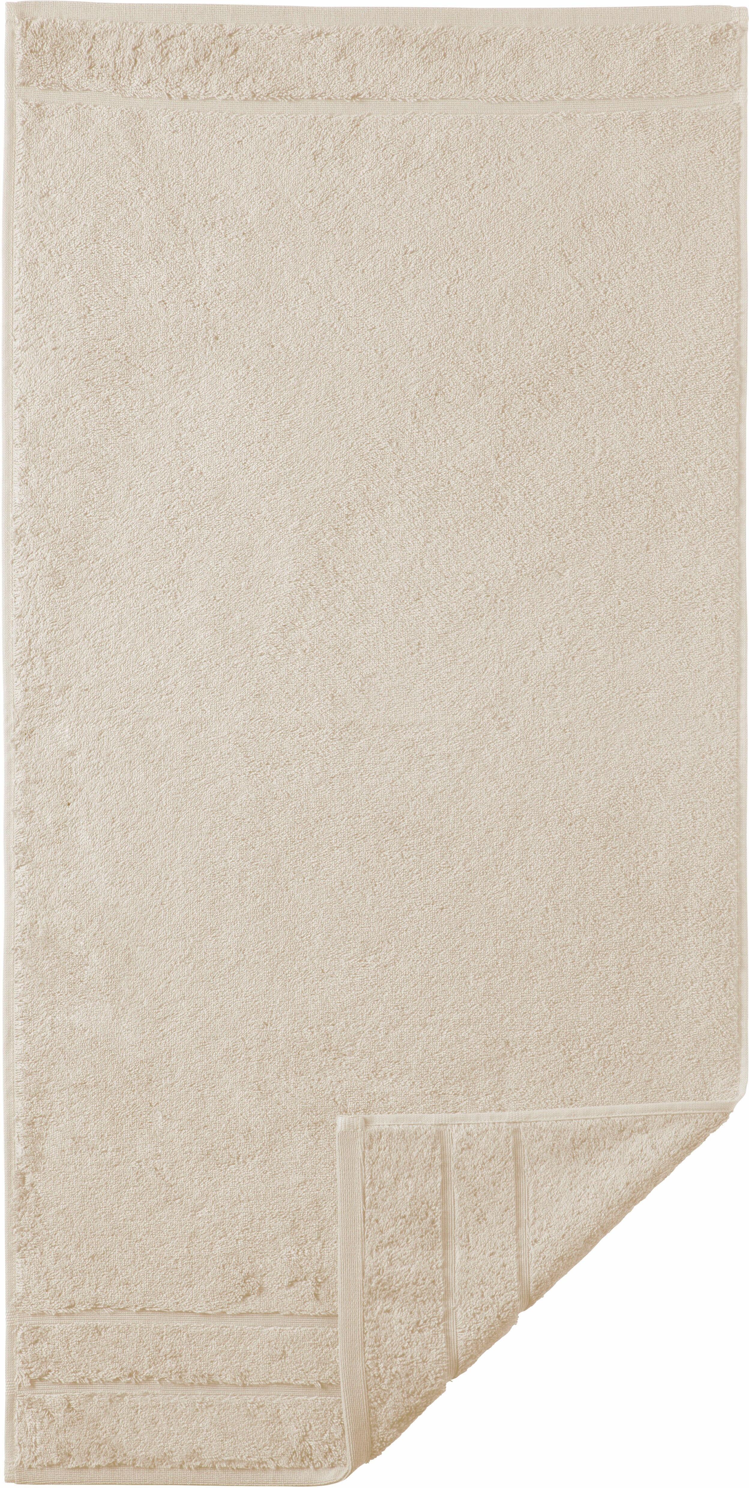Handtücher EGERIA "Prestige", beige, B:50cm L:100cm, Walkfrottee, Obermaterial: 100% Baumwolle, Handtücher, Handtücher, Uni Programm mit Streifenbordüre, SUPIMA Baumwolle beige B/L: 50cmx100cm, 2 Stk., Walkfrottee